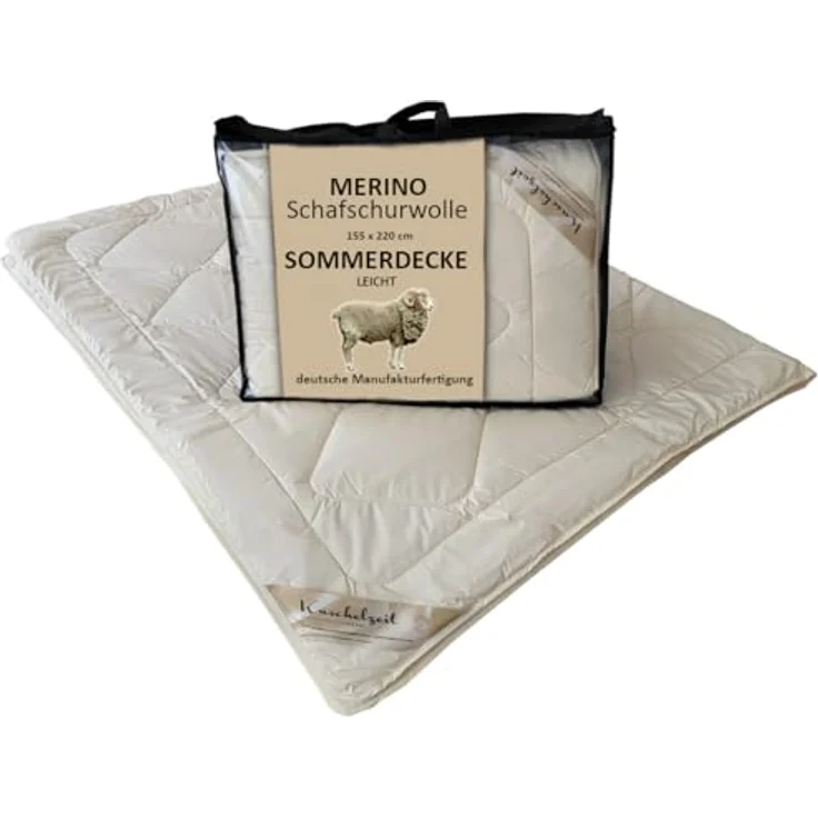 Meivita Naturhaarbettdecke Merino Schafschurwolle Sommerdecke, Füllung: 100% Wolle, Bezug: 100% Baumwolle, Bettdecke Hergestellt in Deutschland – Bild 2