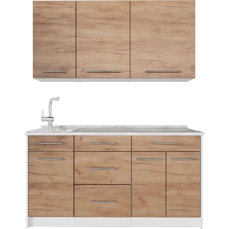 Singleküche Fame-Line Goldkraft Eiche 150 cm ohne Arbeitsplatte Vicco – Bild 1