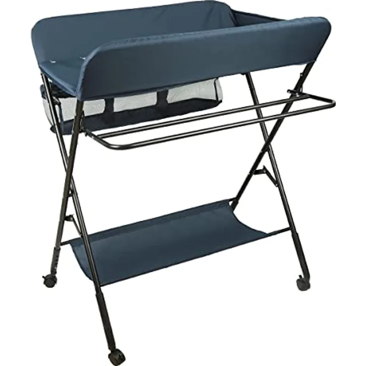 Wickeltisch Klappbarer und tragbarer, Wickelkommode Baby mit Motiv Giraffe, Höhenverstellbar, Wickeltisch mit Rollen Mobiler Wickeltisch, Tragbar Wickeltisch,80 * 66 * 98cm (dunkelblau)