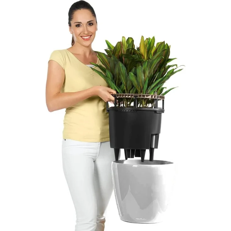 LECHUZA Blumentopf CLASSICO LS 28 ALL-IN-ONE Set Hochglanz-Weiß 16040 421466 – Bild 4