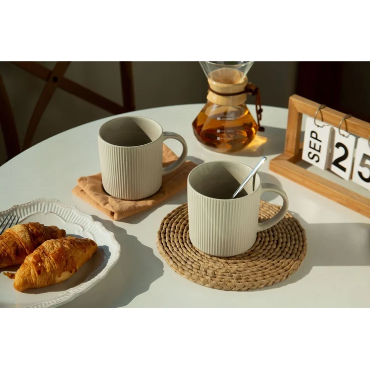 OTTO home Becher Kaffeebecher Ylvii, 6er Set, 6-tlg, Steinzeug, Riffeloptik, spülmaschinenfest und mikrowellengeeignet, 460 ml – Bild 2