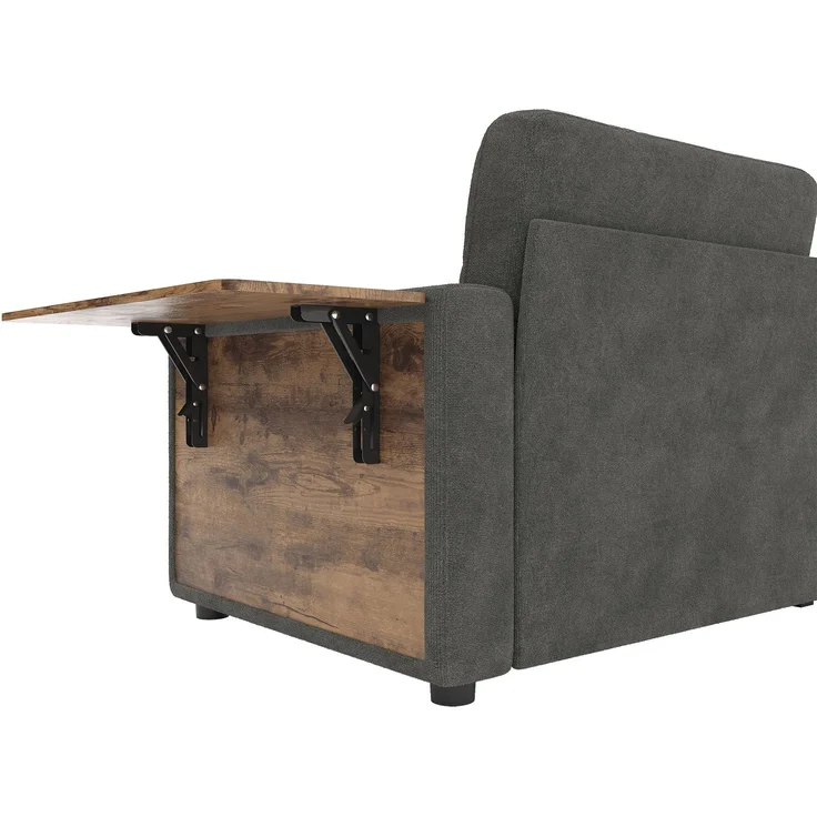 ZUBALIYA Schlafsofa 71x57.5 cm, mit Schreibtisch, mit Schubladen, mit Stauraum, mit Ablageflächen, mit Ausziehbett, Grau – Bild 19