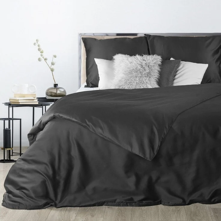 Eurofirany Bettwäsche Bettwäschegarnitur Ehebett mit Seidenglanz Makosatin Satinbaumwolle, 100% Baumwolle, 3 teilig, Baumwolle, Hochwertige Bettwäsche, klassisch, musterlos – Bild 1