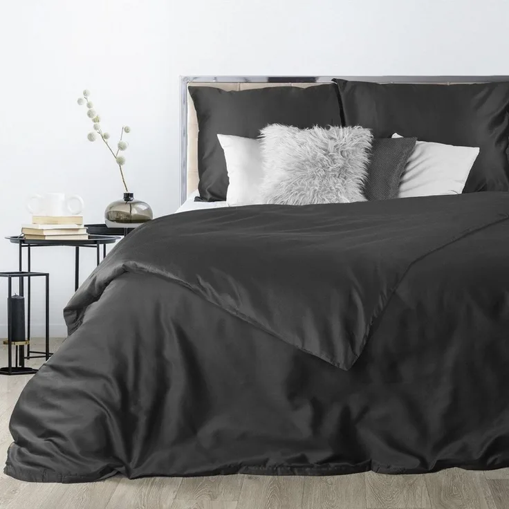 Eurofirany Bettwäsche Bettwäschegarnitur Ehebett mit Seidenglanz Makosatin Satinbaumwolle, 100% Baumwolle, 3 teilig, Baumwolle, Hochwertige Bettwäsche, klassisch, musterlos