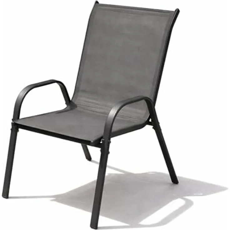 Outdoorstuhl Gartenstuhl Stapelstuhl Metall Textilen Anthrazit – Bild 3