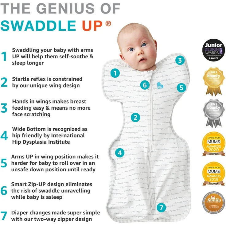 Love To Dream Unisex-Baby Swaddle Up Pucktuch, Denim, Small (3.5-6kg) – Bild 7