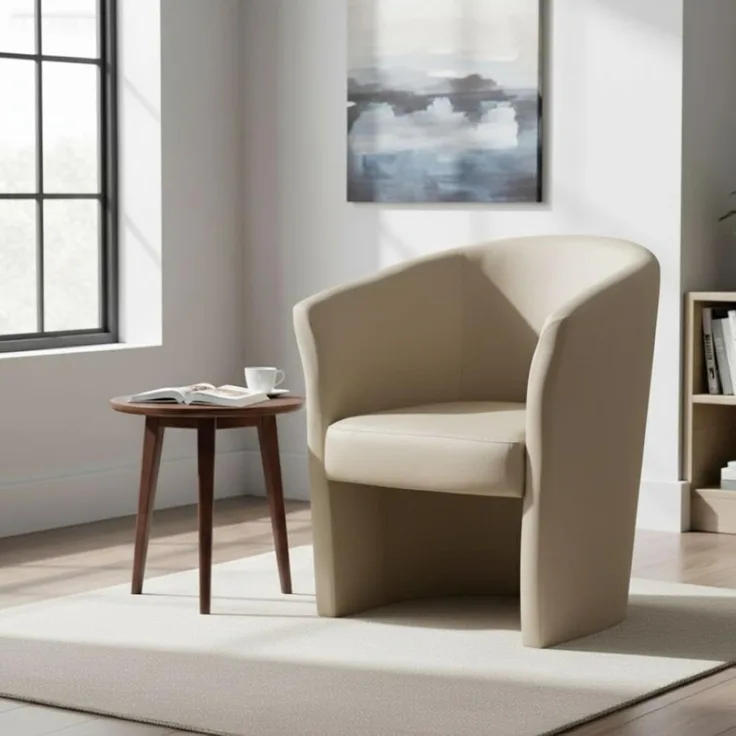 Dmora Sessel mit Kunstlederbezug, Farbe Beige, Maße 65 x 78 x 60 cm
