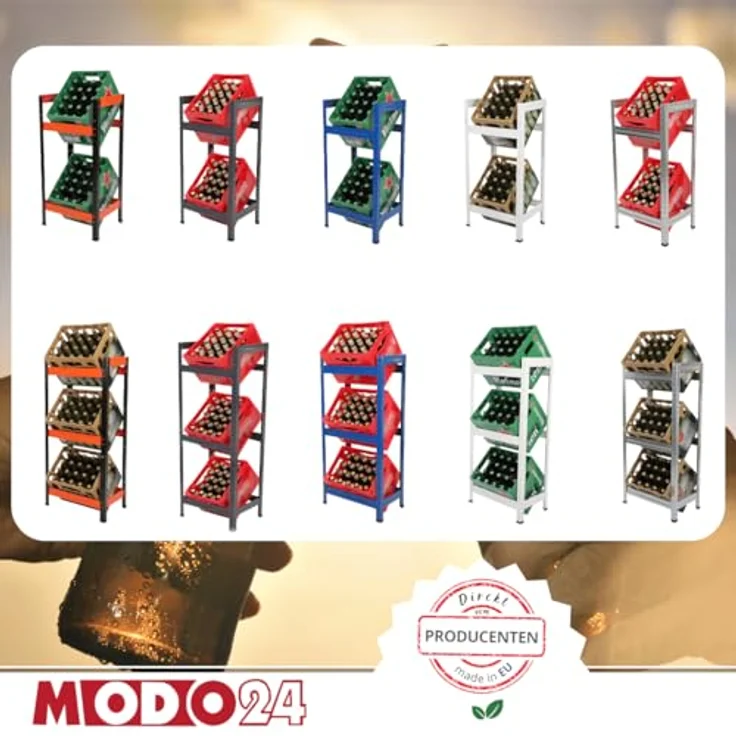 Modo24 Kastenständer HELIOS Metall Getränkekistenregal, Kistenregal, für 2 oder 3 Kisten, Getränkeregal Stabil Kistenständer Freistehend, Kistenhalter, 5 Farben – Bild 10