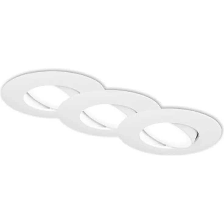 BRILONER 3er Set LED Einbauleuchte Badezimmer IP65, stufenlos dimmbar, schwenkbare Deckenspots, 4,9 Watt, 90x45 mm, weiß