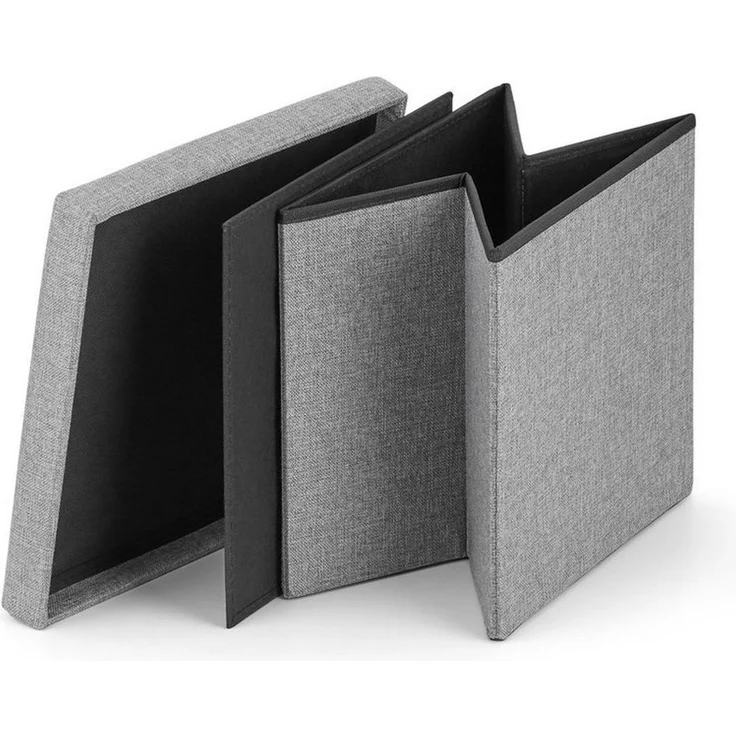 Home Collective Stauraumhocker Klapphocker, 2-in-1-Hocker und Stauraum, 80 kg Sitzlast, Sitzhocker, M – 30 x 30 x 30 cm, 19 l Stauraum, Aufbewahrungsbox, Oxford-Gewebe, grau – Bild 2