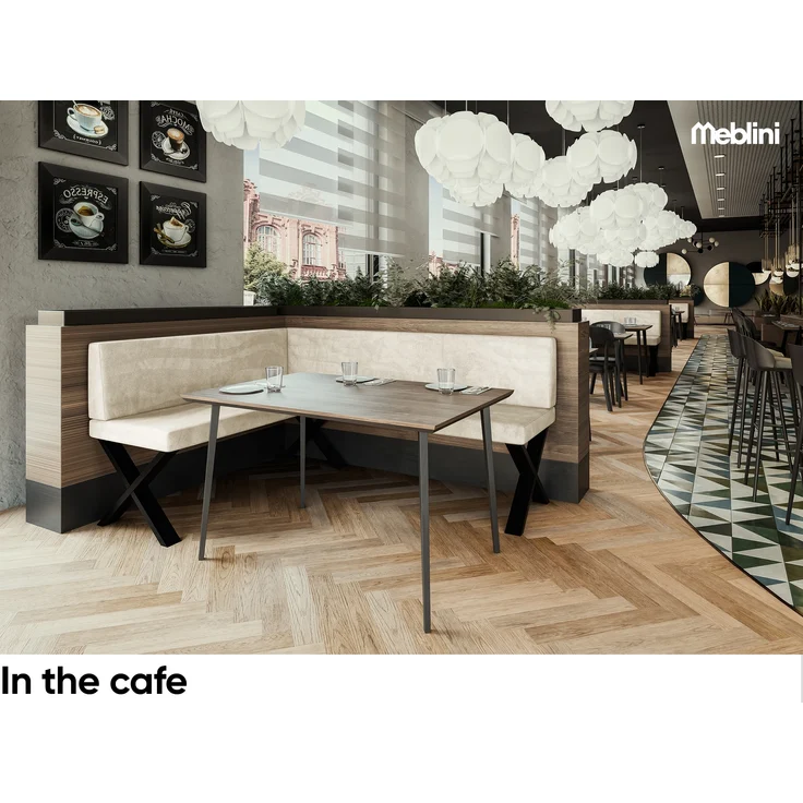 MEBLINI Eckbank für Esszimmer - Küchenbank - Essecke - Sitzecke Küche - TONI - X-Beine 128x168x87cm Links - Creme Samt – Bild 4