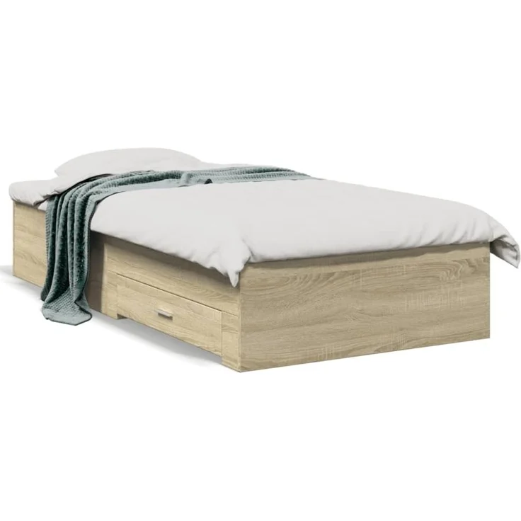 vidaXL Bettgestell mit Schubladen Sonoma-Eiche 90x200cm Holzwerkstoff 3280428 – Bild 1