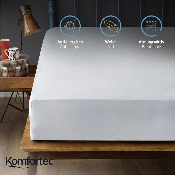 Komfortec Mikrofaser Spannbettlaken 90x200 cm – Weiches Spannbetttuch mit Rundumgummi – Fitted Sheet für Matratzen bis 30 cm – Weiß – Oeko-Tex – Pflegeleicht & Hautfreundlich – 90g/m² – Bild 2