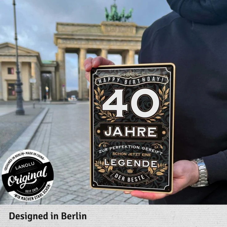 LANOLU Blechschild Der Beste 40 Jahre - 20x30cm – Metall – Schwarz – 20142 – Bild 2