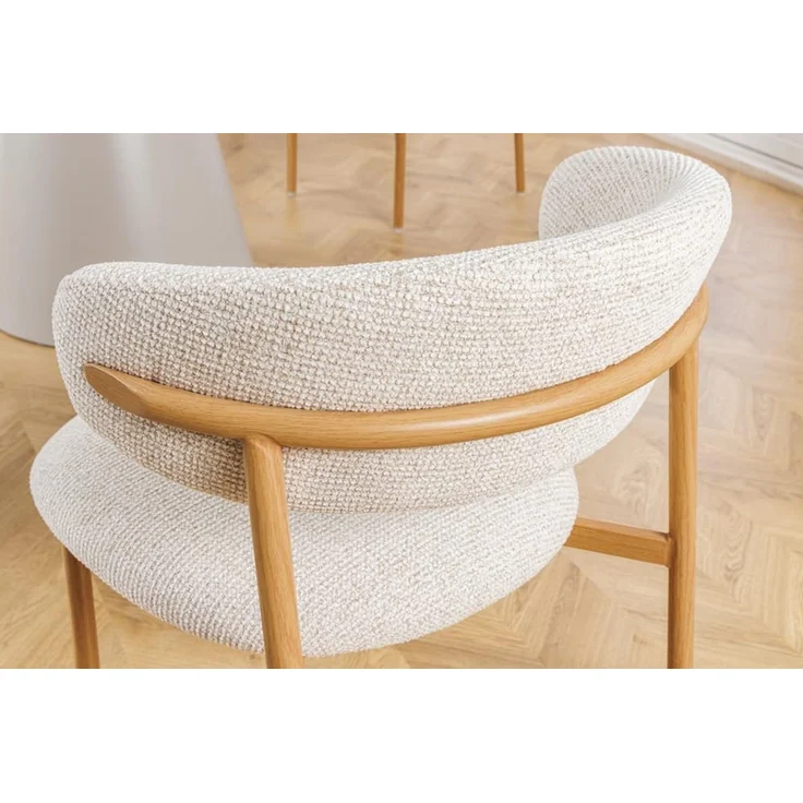 riess-ambiente Polsterstuhl BELFORT beige/natur - Strukturstoff, Metall, Eichen-Design, zeitlos (Einzelartikel, 1 St), Moderner Esszimmerstuhl - ideal für Wohnzimmer, Küche oder Homeoffice – Bild 4