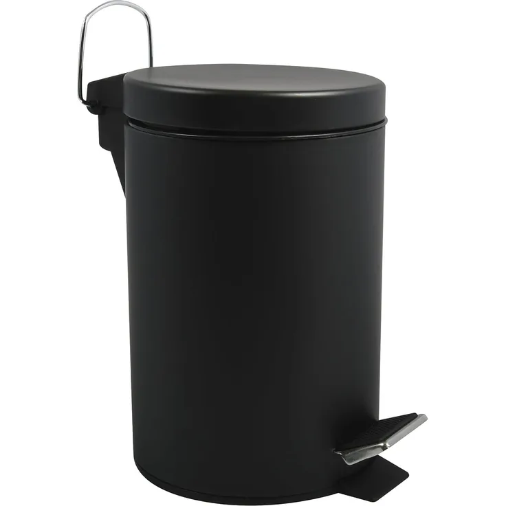 MSV Kosmetikeimer "Schwarz matt"" Mülleimer Treteimer Abfalleimer - 3 Liter – mit herausnehmbaren Inneneimer Grau