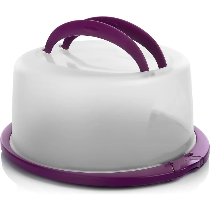 BigDean Kuchentransportbox Tortenglocke Rund in Brombeerfarbe Tortenhaube mit zwei Tragegriffen, Kunststoff, (Packung, 1-tlg, Tortenglocke), Doppelgriff für festen halt, Lebensmittelecht & BPA Frei – Bild 7