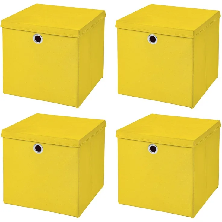 StickandShine Faltbox 4er SET 32 x 32 x 32 cm mit Deckel – perfekt für KALLAX - 19 Farben
