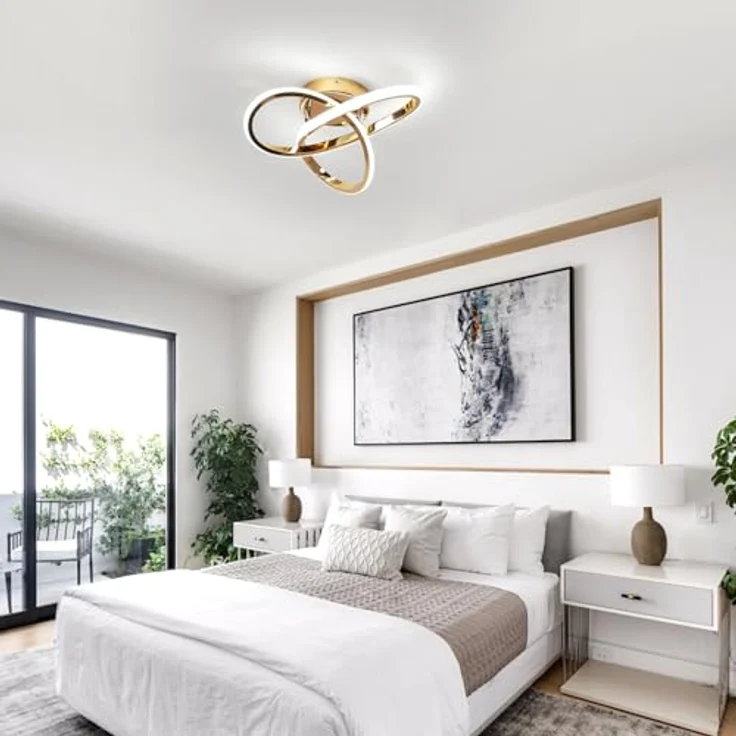 Comely 30W LED Deckenleuchte 6500K Kaltweiß 3375LM Moderne Gold Deckenlampe, Blumendesign Deckenbeleuchtung für Wohnzimmer Schlafzimmer Küche Flur – Bild 8