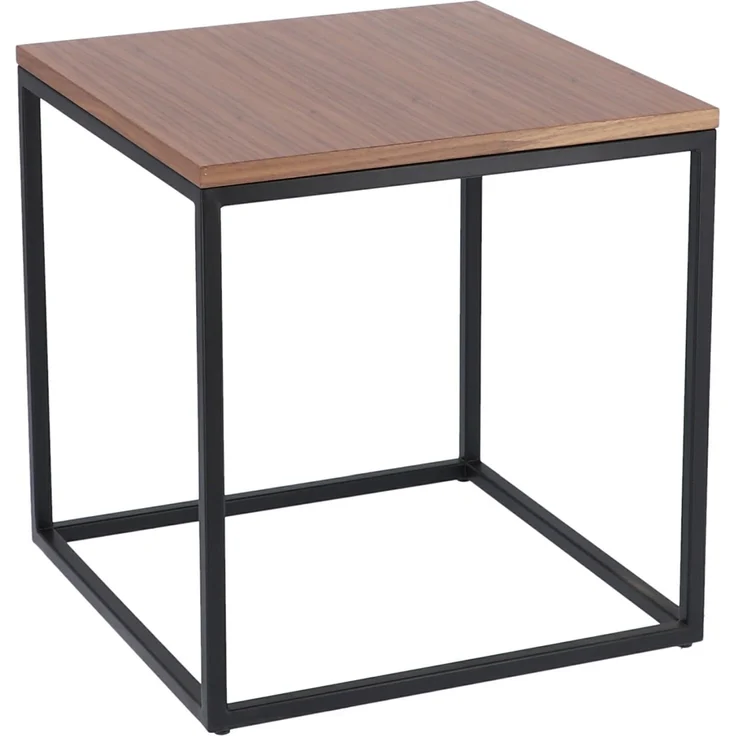 Beistelltisch Flat Quadratisch Stahlrohr pulverbeschichtet schwarz nussbaum – Bild 3
