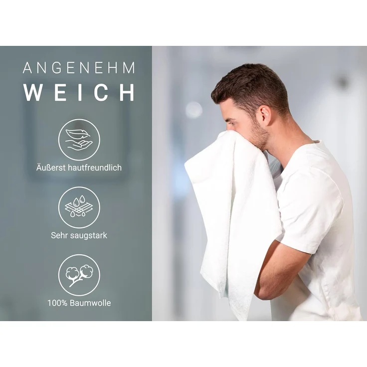 ZOLLNER Handtücher, Walkfrottier (6-St), 50x100 cm, 100% Baumwolle, vom Hotelwäschespezialisten, bis 95 °C, Weiß – Bild 3