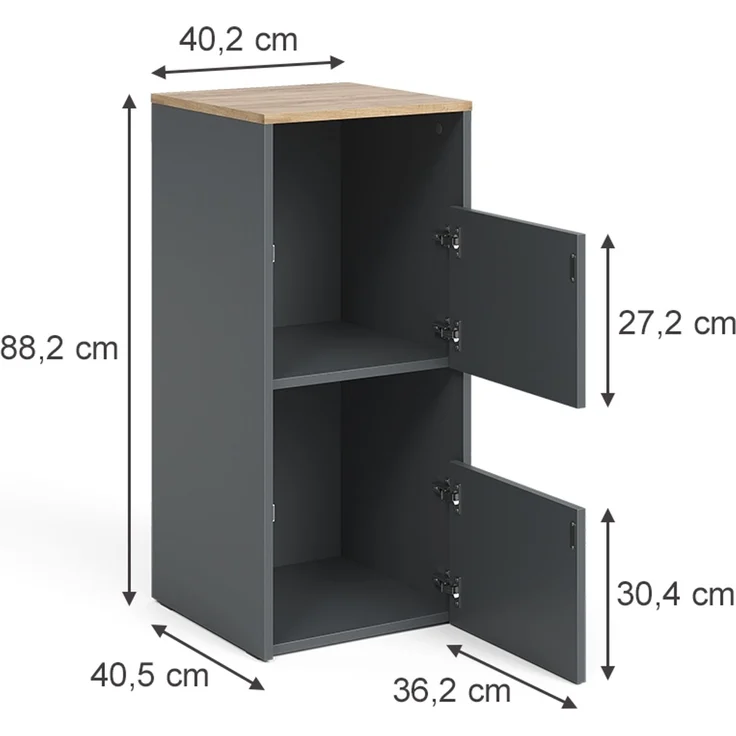 Wäscheschrank Viktor Anthrazit/Goldkraft Eiche 40.2 x 88.2 cm mit 2 Türen Vicco – Bild 2