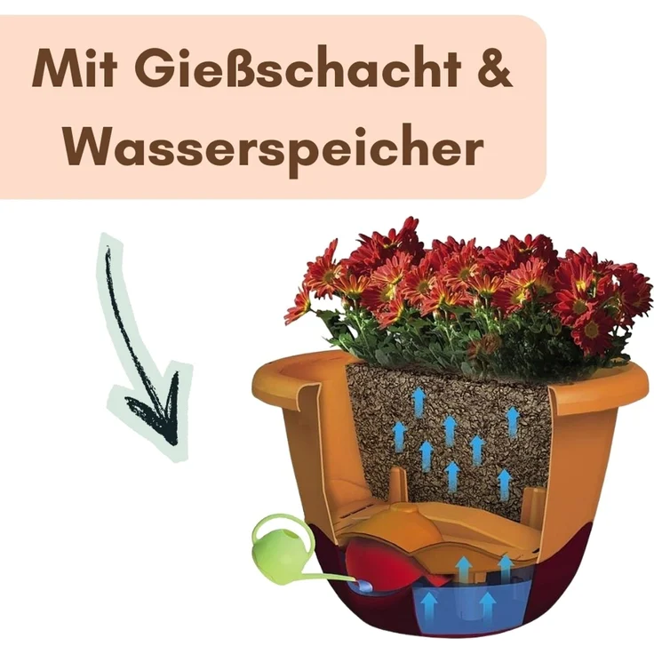 2er Set Blumentopf Hängend Blumenampel Außen Hängetopf für Pflanzen Blumenampel Outdoor Hängender Blumentopf Hängepflanzen Topf mit Wasserspeicher Elfenbein 25 cm – Bild 4