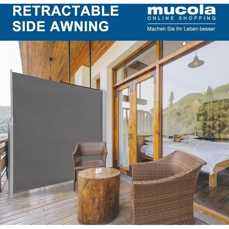 Seitenmarkise Balkonmarkise - Windschutz Seitenrollo Sichtschutzwand in Braun 180x300CM – Bild 2