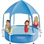 Intex 28209NP Metallrahmen-Pool mit Überdachung, Laminiertes Vinyl blau, Ø 183x165 cm