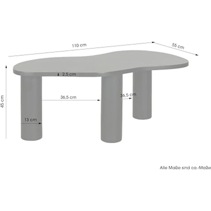 byLIVING Couchtisch Ethan/Tischplatte und Gestell in naturfarben (Akazie) oder schwarz/Wohnzimmertisch/Beistelltisch/Maße: B 110, H 45, T 55 cm (Schwarz) – Bild 3