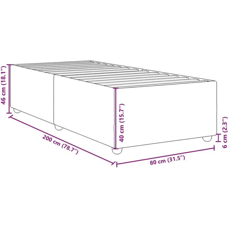 vidaXL Bettgestell ohne Matratze Creme 80x200 cm Stoff 3284692 – Bild 9