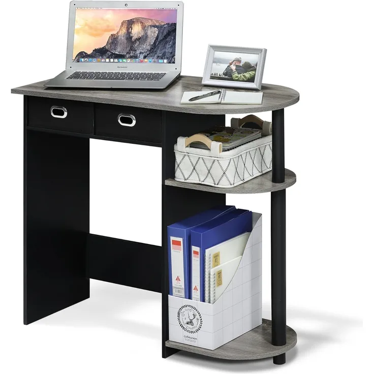 Furinno Go Green Home Laptop-Notebook-Computertisch/Tisch, Französische Eiche/Schwarz/Schwarz