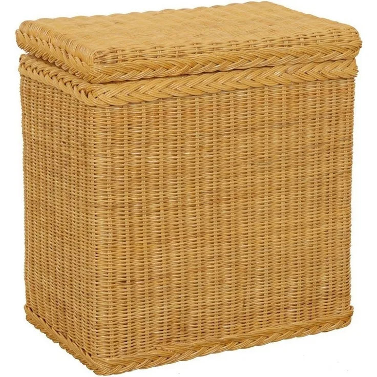 Krines Home Wäschekorb Rattan Wäschebox mit Deckel Wäschetruhe Wäschekorb Wäschesammler, mit Inlett Korb zur Aufbewahrung