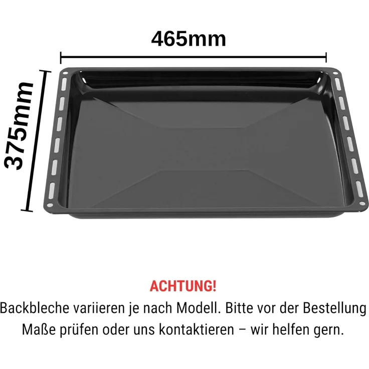 ICQN Backblech 465 x 370 x 30 und 60 mm Backblech Set mit Gitter, Emaille, (Set, 3-St, Fettpfanne und Verchromt Backofenrost), Passend für Bosch Neff Constructa – Bild 2