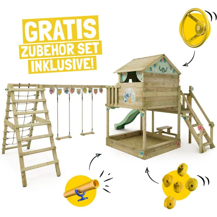 Wickey Spielturm Disney Saga, Magischer Kletterturm mit Rutsche und Schaukel, 10 Jahre Garantie, verschiedene Motive
