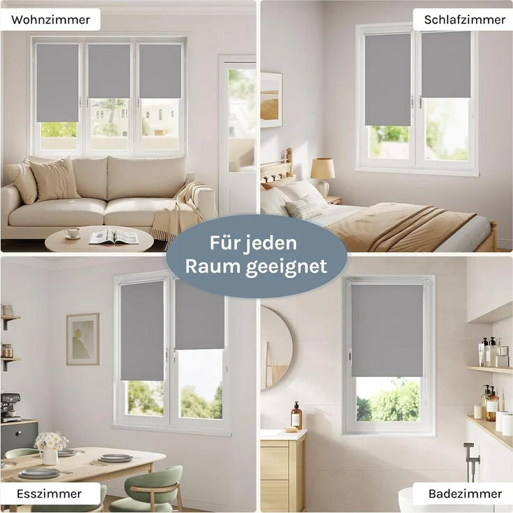 WOLTU Verdunkelungsrollo ohne Bohren, Thermo Verdunkelungsrollo mit Kette, Sichtschutz, für Türen und Fenster, 70 x 160 cm, Grau – Bild 7