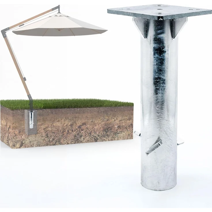 osoltus Einbetonier Bodenanker Bodenhülse für Ampelschirm verzinkt – Bild 1