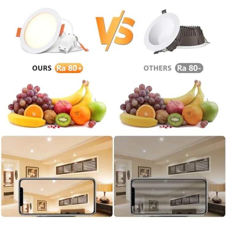 LVWIT LED Einbaustrahler 230V, Ultraschlanke 6W Deckenspots Spotlight Einbauleuchten LED Spot, Warmweiß 3000K Neutralweiß 4000K Kaltweiß 6500K, Deckenspots für Badezimmer, Küche, Wohnzimmer, 6er Set – Bild 7
