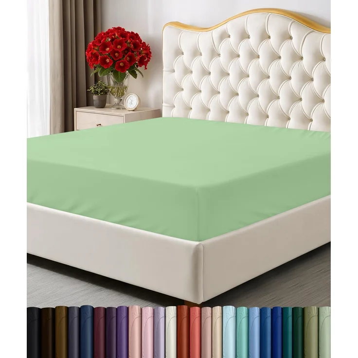 Utopia Bedding Queensize-Spannbetttuch, Tiefe Taschen, weiche Mikrofaser, schrumpft und lichtbeständig, pflegeleicht, nur 1 Spannbetttuch, Salbeigrün