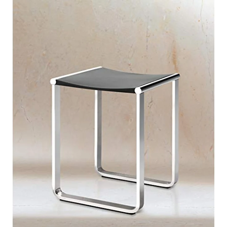 Keuco Plan Duschhocker, belastbar bis 100 kg, Aluminium verchromt, Sitzfläche aus Kunststoff Schwarzgrau, 36,5 x 34 cm, rutschfeste Gummifüße – Bild 4
