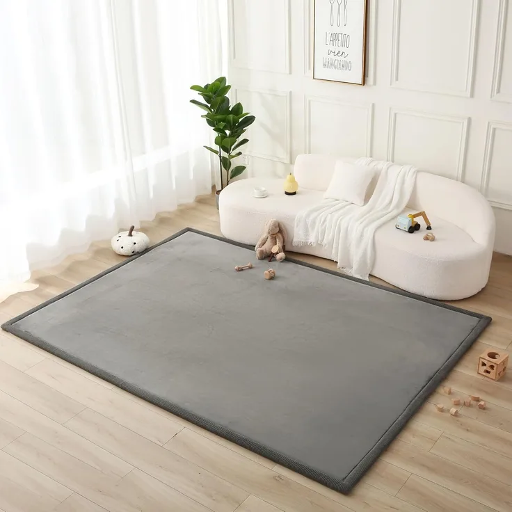 Wolkenweiche Spielmatte Baby 280 x 200 x 2,5 cm, Dunkelgrau– Teppich für Kinderzimmer mit hochwertigem Memory-Schaum Krabbelmatte Baby mit Rutschfester Unterseite Krabbeldecke, Kinderteppich, Tatami Matte