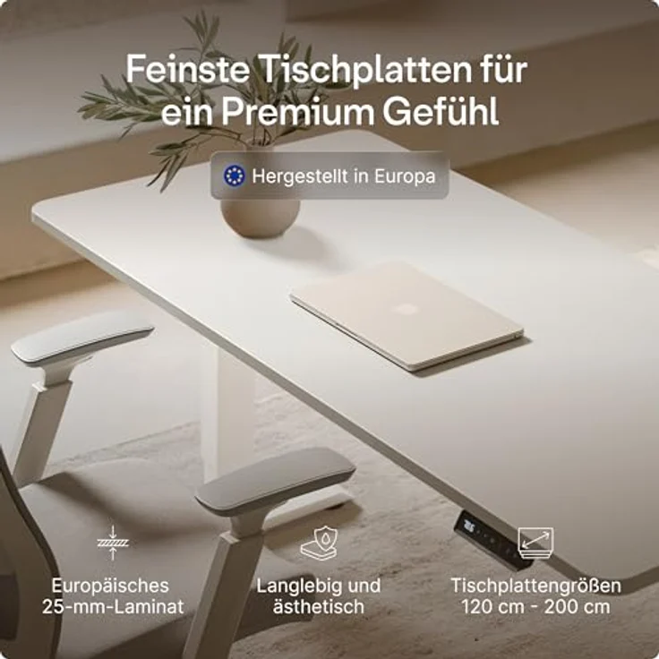 Höhenverstellbarer Schreibtisch - Höhenverstellbar Elektrisch mit Flüsterleisem Dual-Motor & Touchscreen - Hohe Tragfähigkeit - Stehtisch von Desktronic, Weiß + Weiß, 160x80 cm – Bild 9
