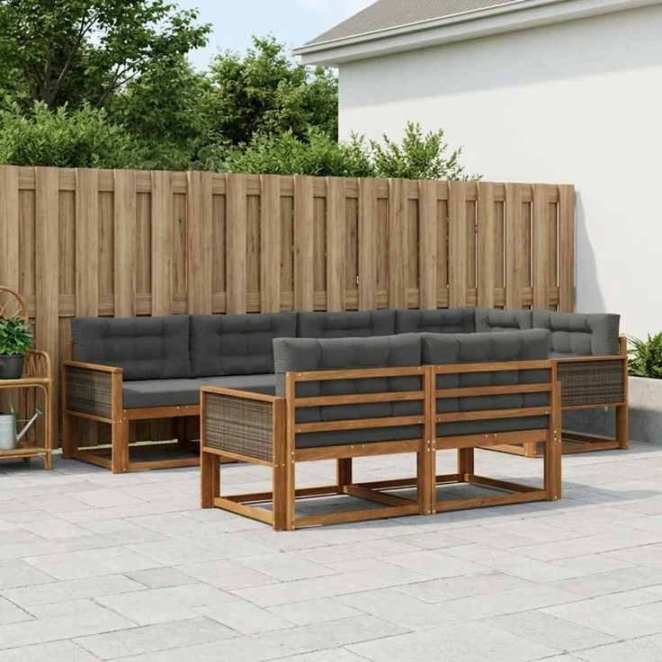 vidaXL Outdoor-Sofagarnitur 8 stk. 7-Sitzer Natur und Anthrazit 3382640 – Bild 1