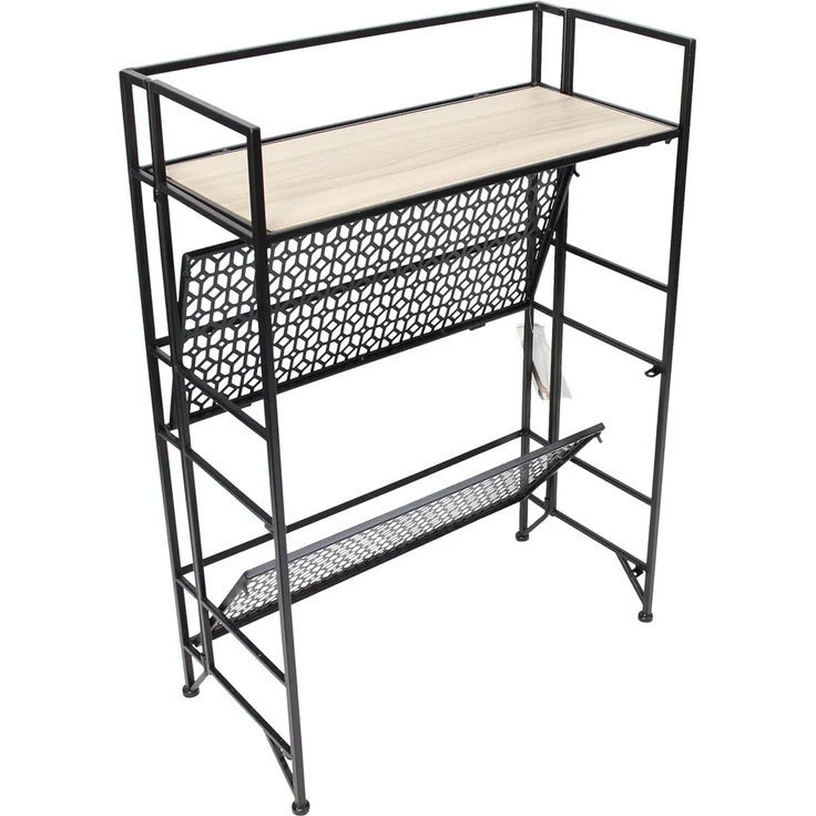 Dekoleidenschaft Standregal "Simply Modern" aus Metall, schwarz & MDF, klappbar, Regal mit 3 Böden, Badregal, Küchenregal, Klappregal, Wohnzimmerregal, Metallregal – Bild 5