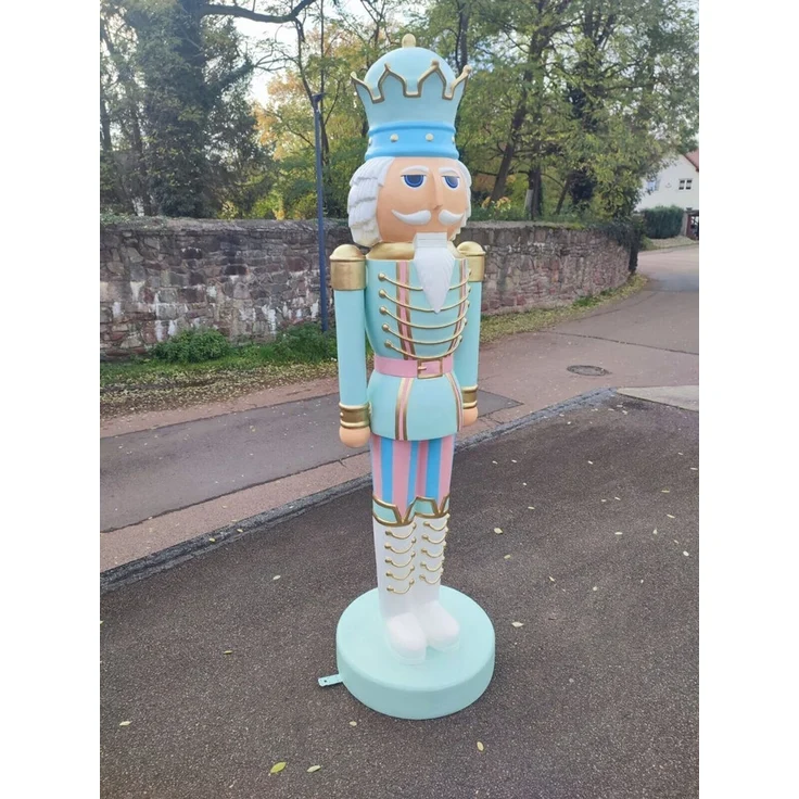 XXL Premium Nussknacker auf Standfuss 200 cm Garten Deko Figur Weihnachtsmann v2 – Bild 5