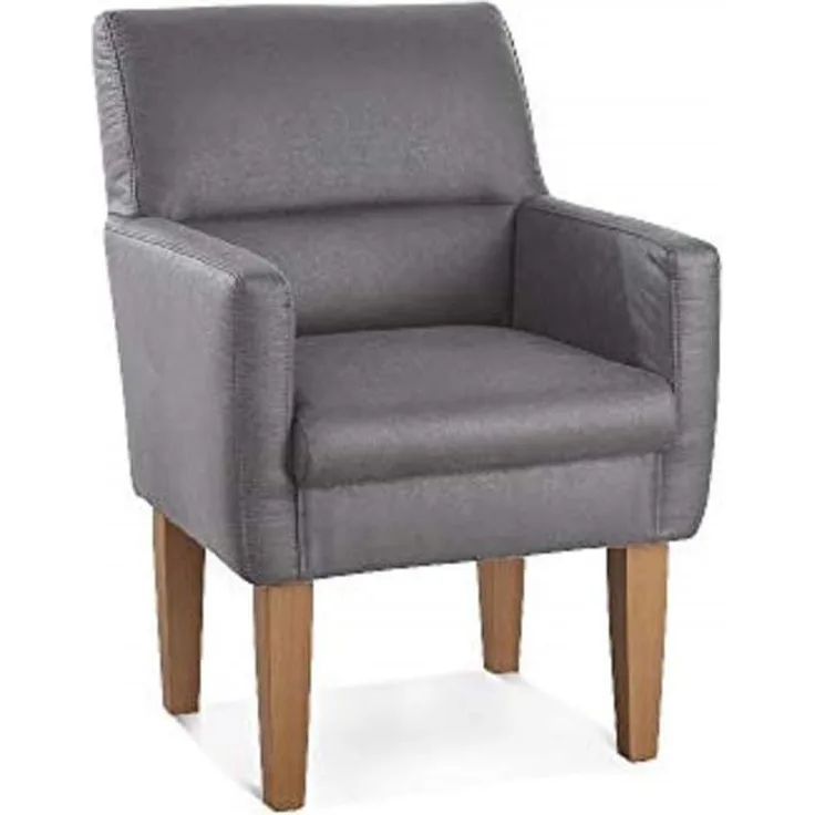 CAVADORE Diningsessel Kira, Polstersessel für Küche, Esszimmer oder Wohnküche in Büffellederoptik, Passend zur Küchengarnitur Kira, 66 x 96 x 71, Mikrofaser: hellgrau