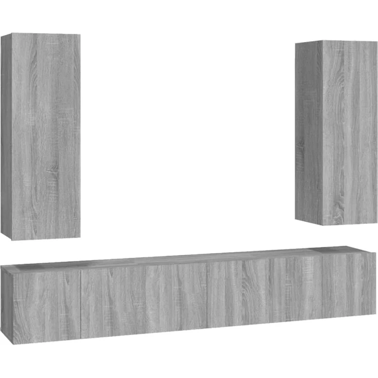 5-tlg. TV-Schrank, Lowboard TV Grau Sonoma Holzwerkstoff – Bild 2