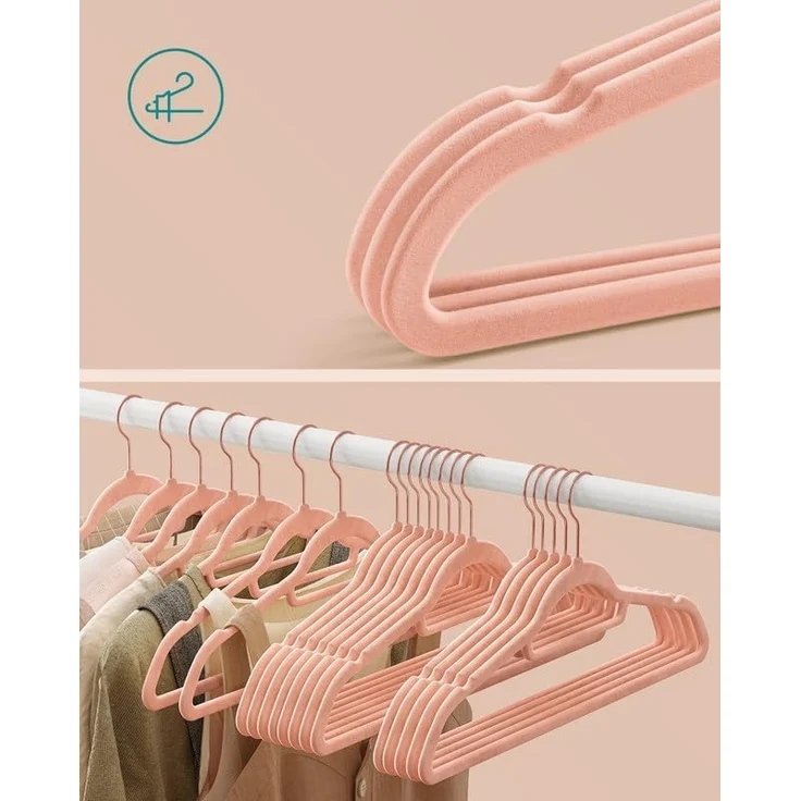 SONGMICS Kleiderbügel Bügel, (30-tlg), Samt Bügel, rutschfest, 360° drehbarer Haken – Bild 3