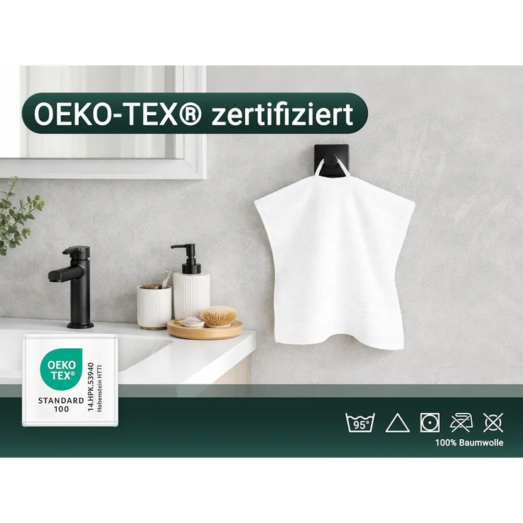 ZOLLNER 10er Set Seiftücher 30x30 cm Baumwolle 500 g/qm weiß – Bild 3