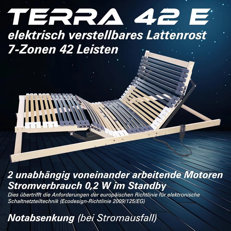 42 Leisten Motorrahmen, 80x200cm, elektrischer Lattenrost mit Notabsenkung – Bild 3